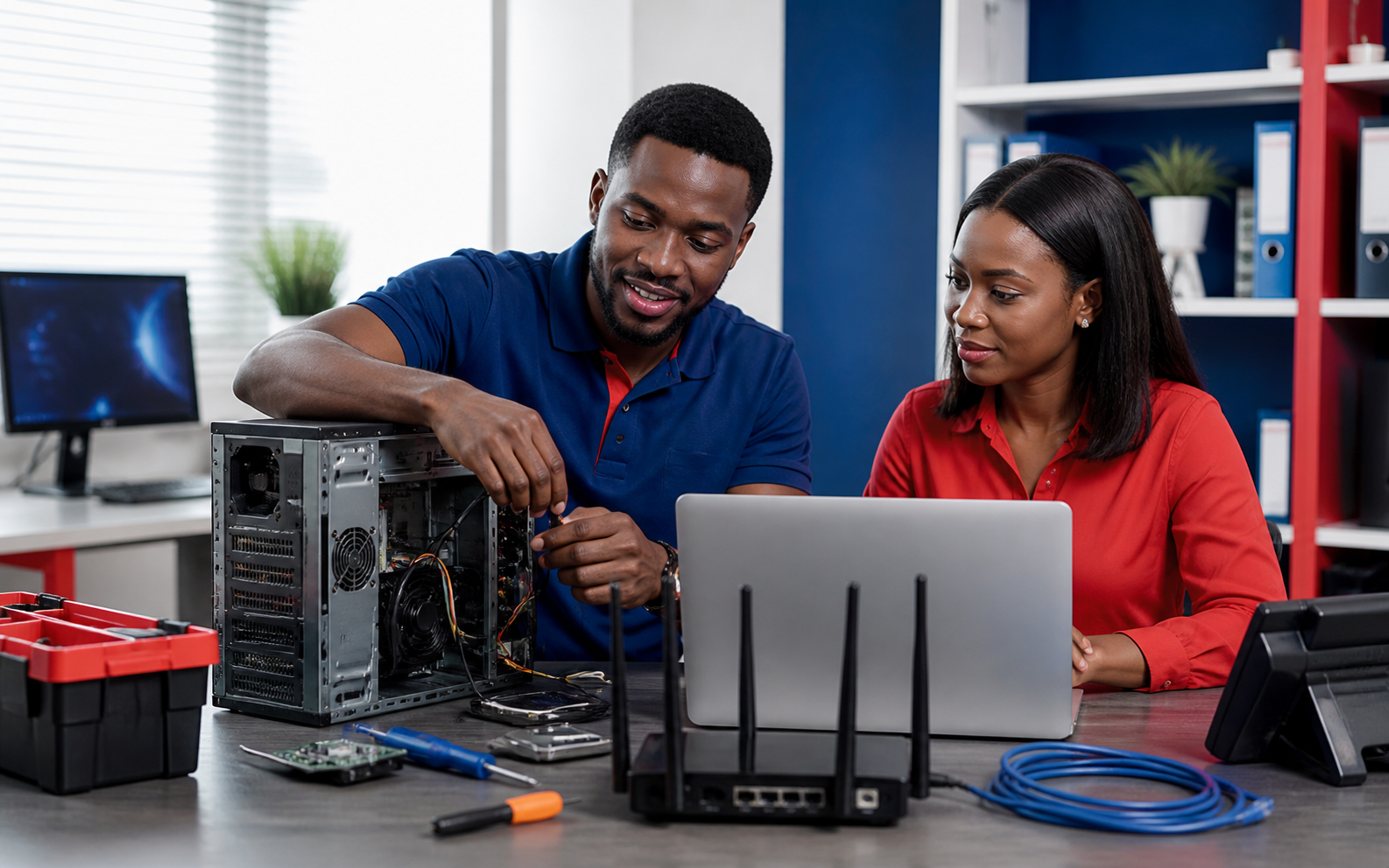 ICT technician supporting computer and network equipment